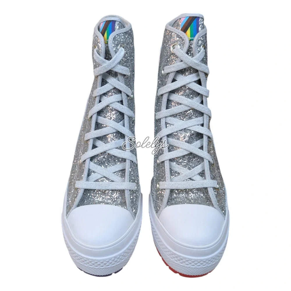 Converse Chuck 70 De Luxe Heel Glitter Platform Pride Proud to Be Boot Women 8.5 - Picture 3 of 10